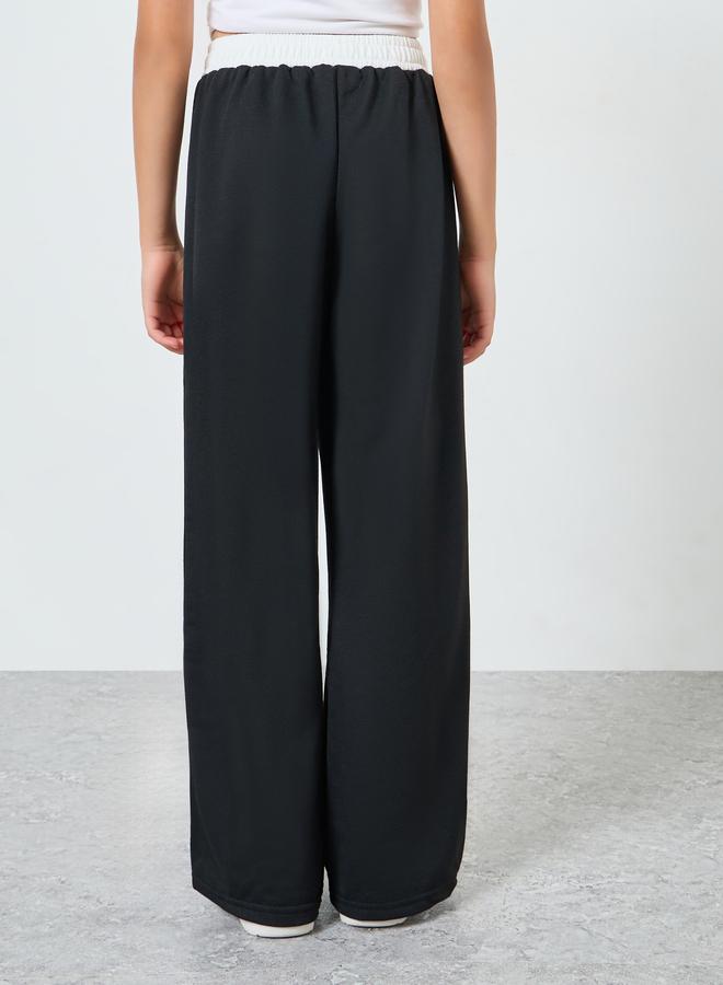 ستايلي بنطلون رياضي جوغر أسود بأرجل واسعة - Image 4