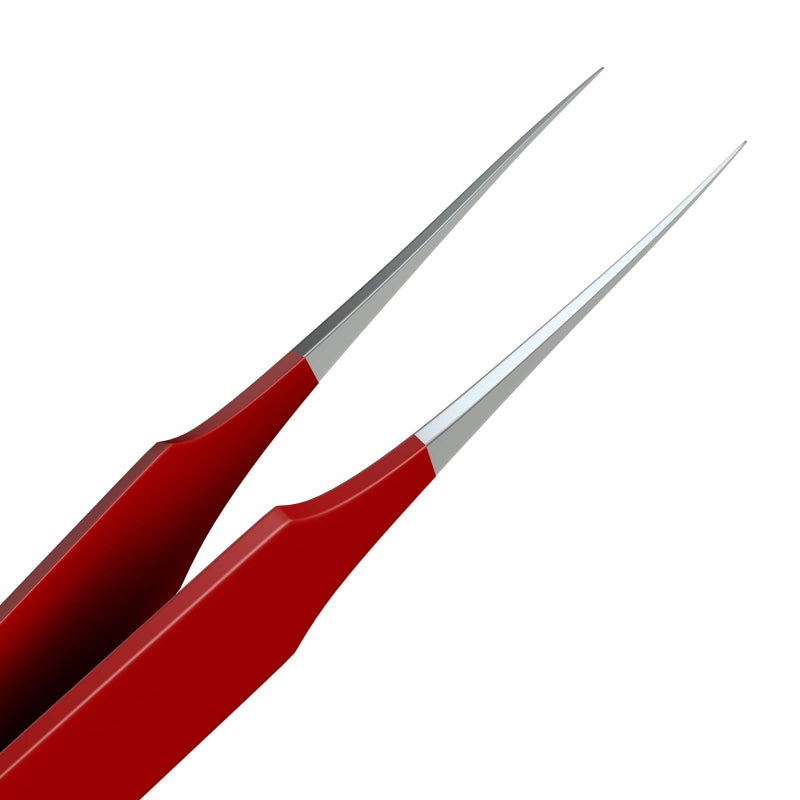 Tweezees Precision Red Stainless Steel Tweezers | Professional Slant Tip & Splinter Tip Tweezer | Extra Sharp Hair Removal Tool | For Eyebrow Shaping - Image 3