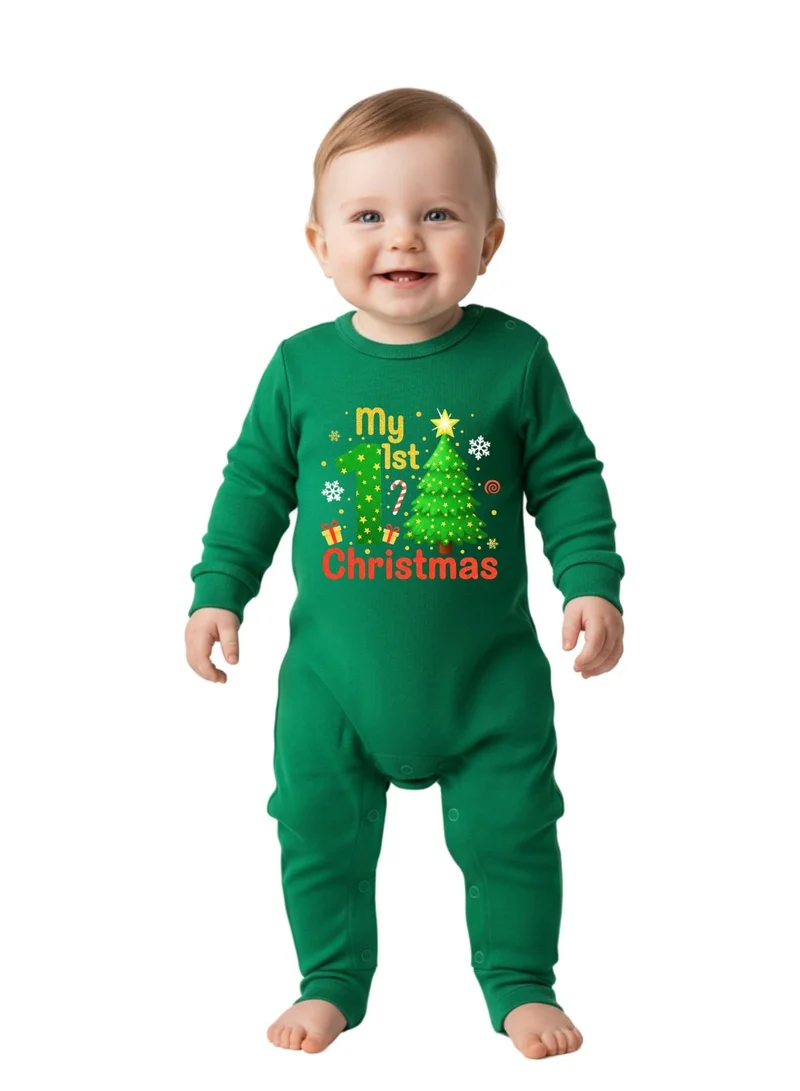 بيبي كلو رومبر أطفال أول عيد ميلاد شجرة وهدية أخضر