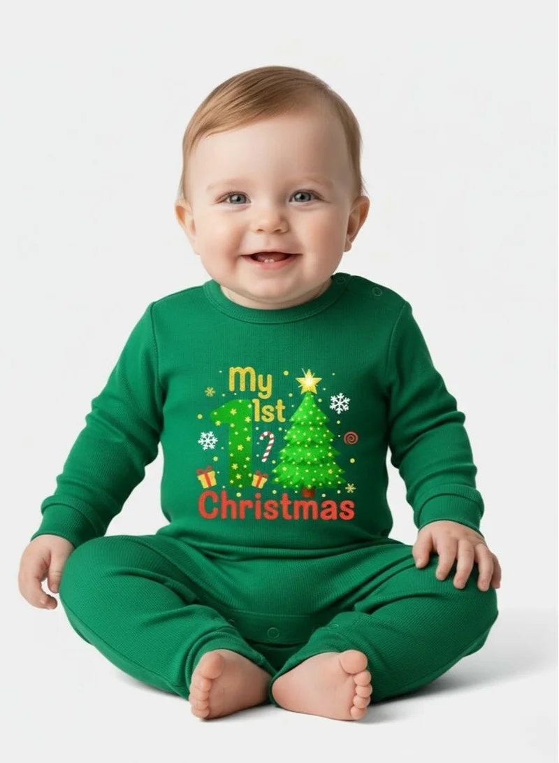 بيبي كلو رومبر أطفال أول عيد ميلاد شجرة وهدية أخضر