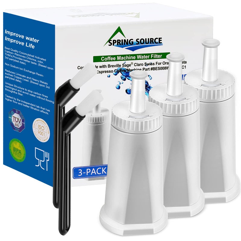 Contever فلتر ماء لآلة قهوة ساج 3 عبوات فلاتر مياه معتمدة من TV SD بديل لـ SES 990980500878875880920810 متوافق مع ساج بارستا إكسبريس BES008 SES875 SES880