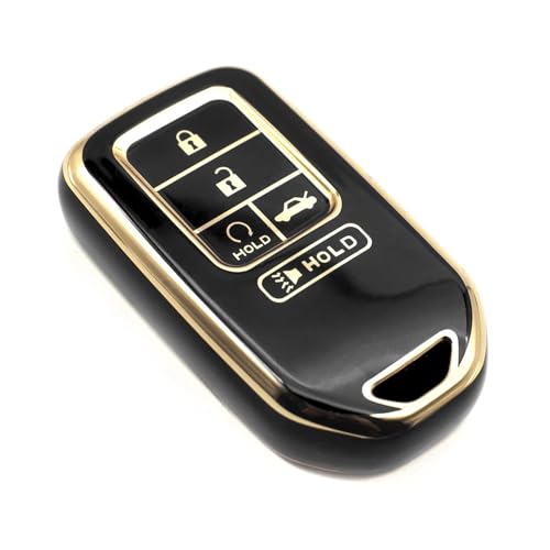 FEYOUN Key Fob Cover Compatible with Honda Accord Civic CRV Insight Passport Pilot Smart 5 Buttons TPU Remote Keyless Key Fob Case Protection Shell Accessories Black - Image 1