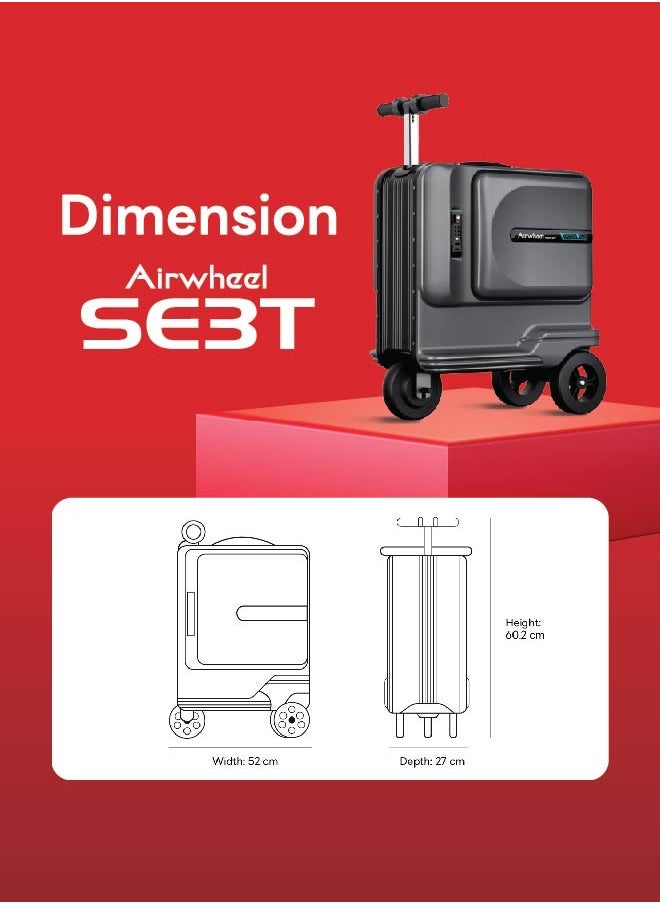 Airwheel - Airwheel SE3T - Electric Luggage Scooter - Black | Extra-Large Smart Riding Suitcase with Removable Battery, Airwheel Luggage | Official Dealer in UAE - Image 1