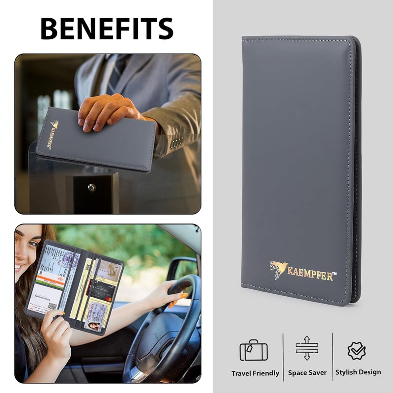 Kaempfer Premium Car Document Holder | Faux Leather File Folder for RC Book, License, Insurance | Vehicle Document File Wallet & Auto Organizer (Car Document Holder-Grey) - Image 5