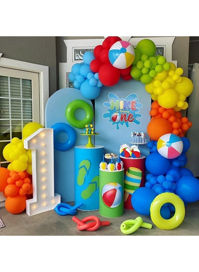 GIHOO Summer Pool Beach Party Decorations 146pcs Beach Ball Tropical Balloon Garland Arch Kit for Kids Luau Hawaii Birthday Party Supplies - Image 1