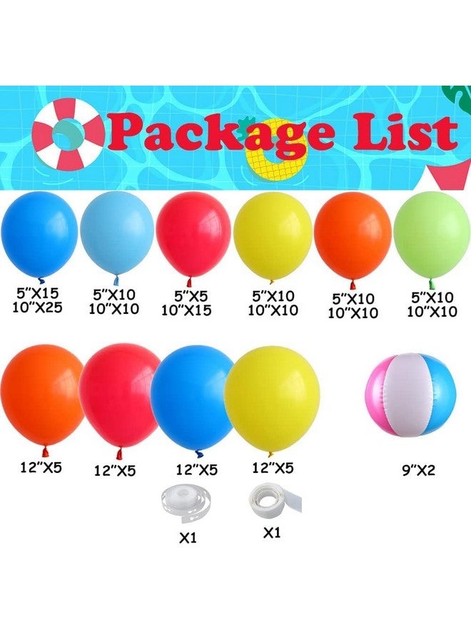 GIHOO Summer Pool Beach Party Decorations 146pcs Beach Ball Tropical Balloon Garland Arch Kit for Kids Luau Hawaii Birthday Party Supplies - Image 2