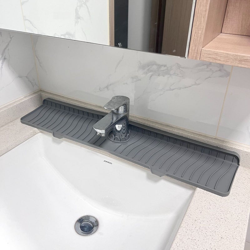 Factory direct food grade silicone drain mat kitchen bathroom faucet splash sink mat strip foldable(Gray Large-L) - Image 1