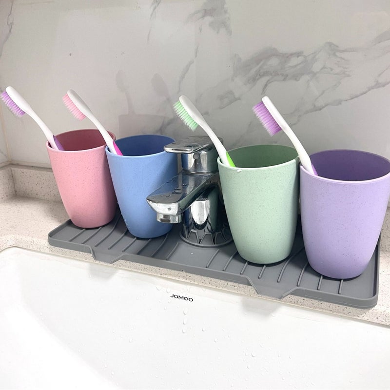 Factory direct food grade silicone drain mat kitchen bathroom faucet splash sink mat strip foldable(Gray Large-L) - Image 3