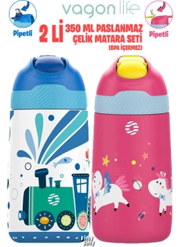 Set of 2 350 ml Children's Steel Flask with Straw Stainless Steel Thermos 5 Different Colors 2055-350ML - pzsku/Z07D374AB5E1E369D0CC2Z/45/_/1731761161/f92ed682-bd8b-44cb-8559-30200f41f0fa