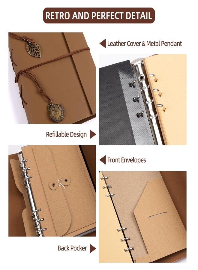 ALKALO Scrapbook Photo Album 100 Pages, 60 Pages Self Adhesive+40 Pages Kraft Paper DIY Photo Book for 2x3 3x5 4x6 5x7 Pictures, Leather Memory Book for Wedding Baby Family Travel Birthday Christmas - Image 5