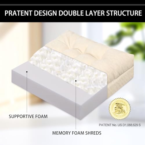 HAVARGO Recliner Cushions for Elderly, 20x20x4 Inch Thick Chair Cushion for Shorter Users Patent Design Soft Tufted Dual Layer Booster Seat Cushions for Seniors Recliner Risers Beige 1P - Image 2