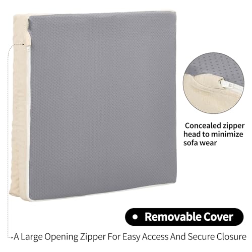 HAVARGO Recliner Cushions for Elderly, 20x20x4 Inch Thick Chair Cushion for Shorter Users Patent Design Soft Tufted Dual Layer Booster Seat Cushions for Seniors Recliner Risers Beige 1P - Image 5