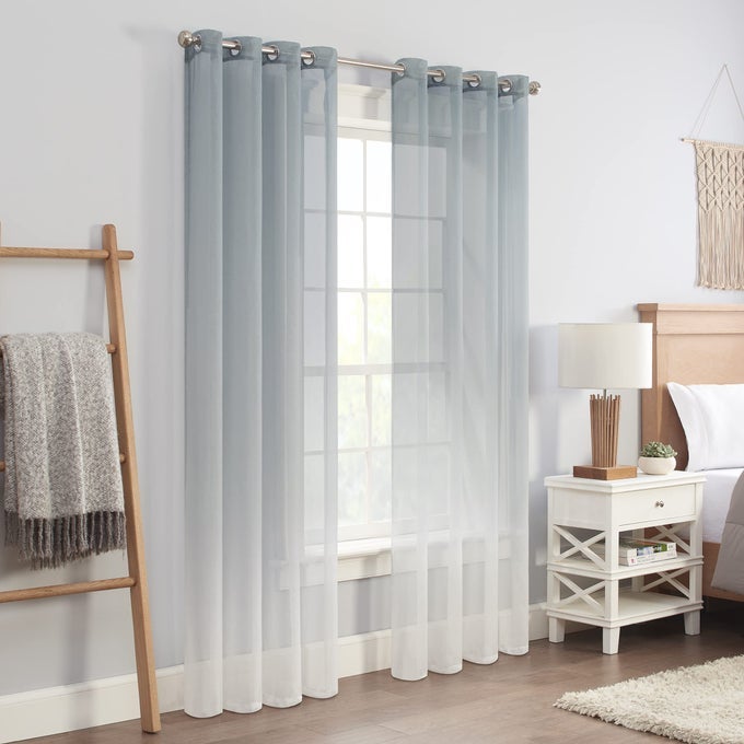 INES PRINTED OMBRE TEXTURED LIGHT FILTERING GROMMET WINDOW CURTAINS FOR BEDROOM 2 PANELS 52 IN X 84 IN AQUA