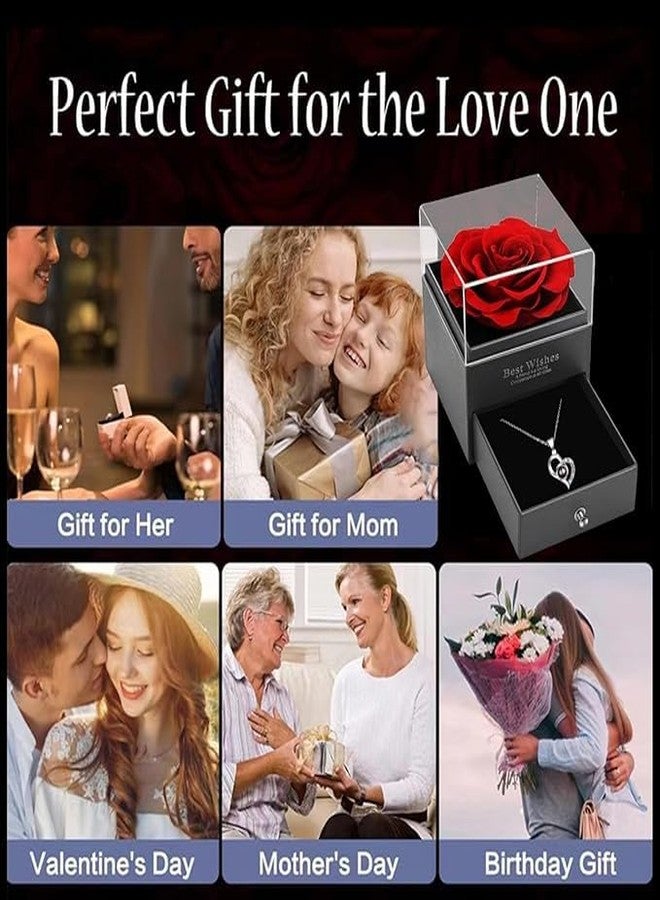 Galox قلادة جالوكس هدية مثالية للزوجة أو الحبيبة، قلادة على شكل قلب معروض عليها عبارة "أحبك" بـ 100 لغة، مع وردة حمراء في علبة أنيقة، هدية مثالية لأعياد الميلاد، والخطوبة، والزواج، والذكرى السنوية، وعيد الأم. - Image 5