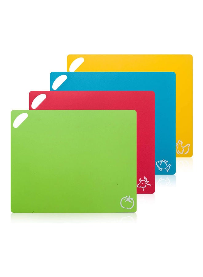 4-Piece Solid Plastic Cutting Board Set Multicolour 38x30.3x0.48cm  - Image 1