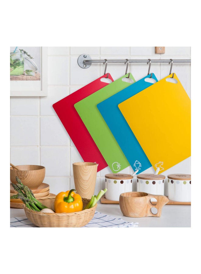4-Piece Solid Plastic Cutting Board Set Multicolour 38x30.3x0.48cm  - Image 2