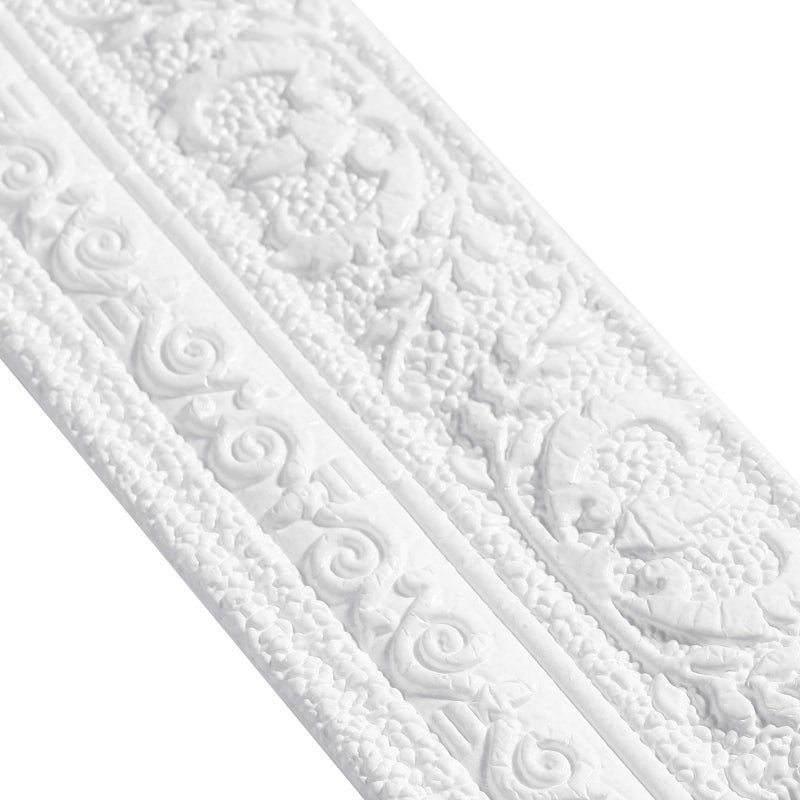 TaoBary 8 Roll 90 x 3 Inch Self Adhesive Flexible Foam Molding Trim Wallpaper Border 3D Sticky Decorative Wall Lines Peel and Stick Wall Baseboard Trim for Home Hotel DIY Decor