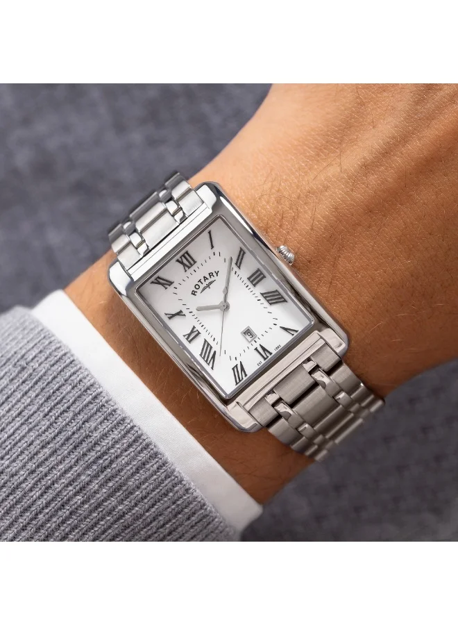 Rotary  Rotary Men's Heritage Astoria Rectangular Stainless Steel Bracelet Watch - RGB05750/01 for Men | Best Price UAE