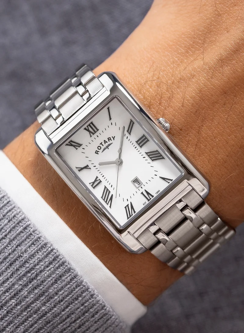 Rotary  Men's Heritage Astoria Analogue Watch, 29 mm, White Dial, Stainless Steel Bracelet for Men | Best Price UAE