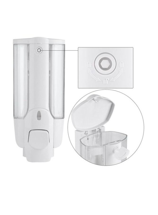 Wall Mounted Kitchen Bathroom Home Office Liquid Soap Dispenser Shampoo Containers White 350Ml - Image 2