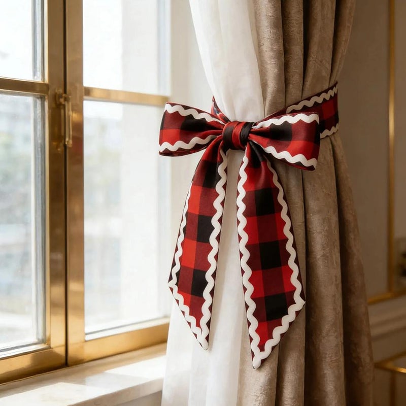 Wavy plaid ribbon curtain tiebacks birthday Christmas party gift boxes wedding New Year decorations - Image 2