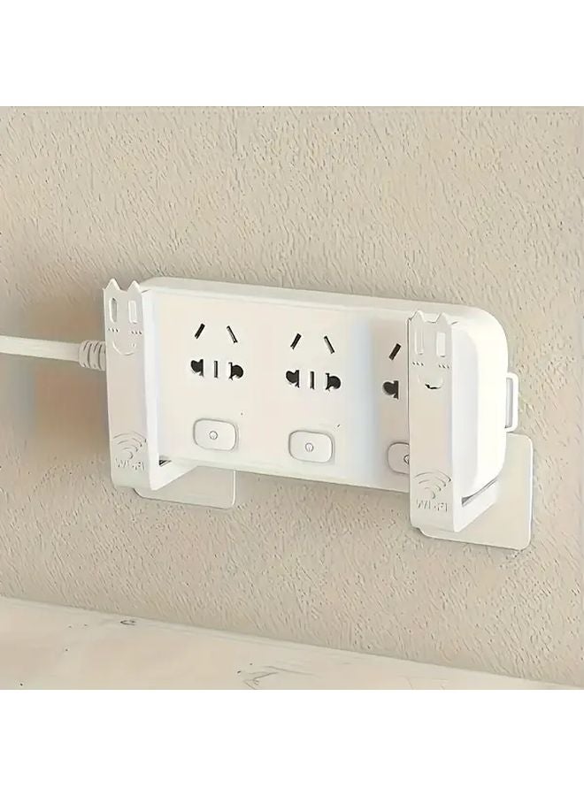 2pcs Black No Drill Router Shelf Wall Mounted Modem Holder With Utility Hooks - Image 5