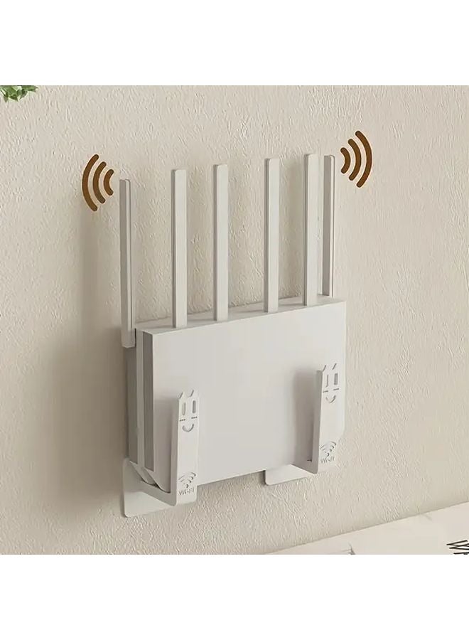 2pcs Black No Drill Router Shelf Wall Mounted Modem Holder With Utility Hooks - Image 3