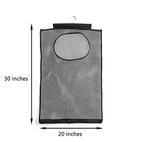 ALYER Breathable Mesh Laundry Hamper,Foldable Hanging Closet Storage Basket,Portable Space Saving Dirty Clothes Bag (Black) - Image 2