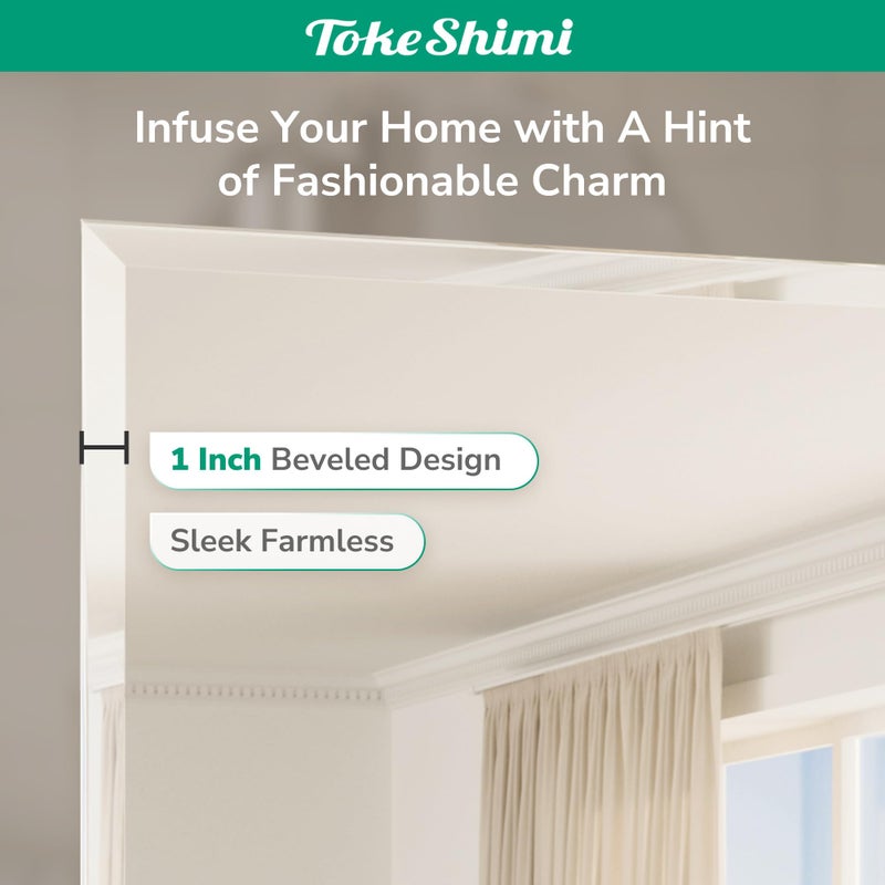 TokeShimi 24x30 Frameless Bathroom Mirror for Over Sink, Tempered Beveled Wall Mirror with 1" Beveled Edge, Shatterproof Rectangle Mirrored for Vanity, Living Room, Entryway, Restroom - Image 5