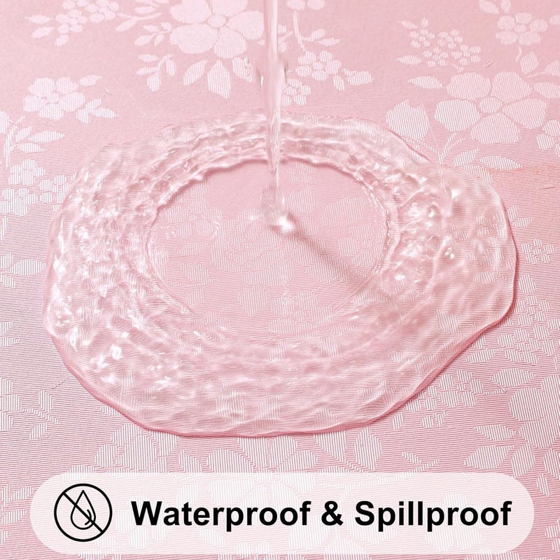 smiry Rectangle Table Cloth, Waterproof Heavy Duty Vinyl Tablecloths, Wipeable Washable Table Cover for Kitchen, Valentines & Dining Room (Pink, 52" X 70") - Image 2