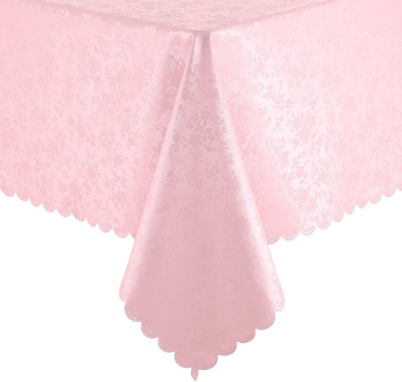 smiry Rectangle Table Cloth, Waterproof Heavy Duty Vinyl Tablecloths, Wipeable Washable Table Cover for Kitchen, Valentines & Dining Room (Pink, 52" X 70") - Image 1