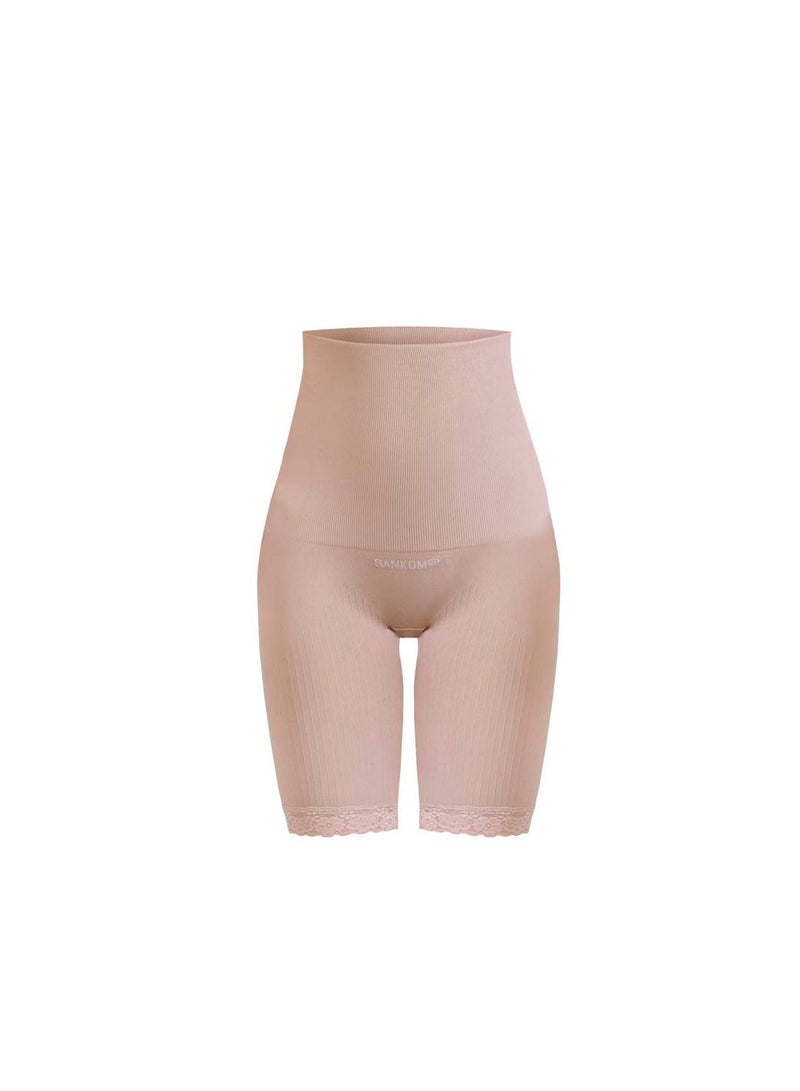 Sankom - Patent Short Shaper with Lace, Beige S/M - Image 1