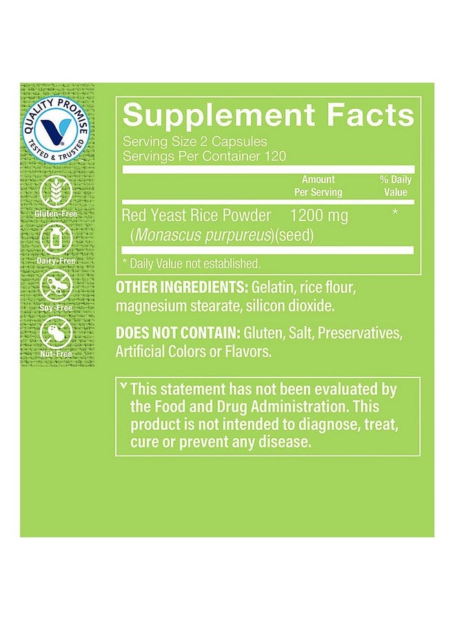 The Vitamin Shoppe Red Yeast Rice - 1,200 MG (240 Capsules) - Image 3