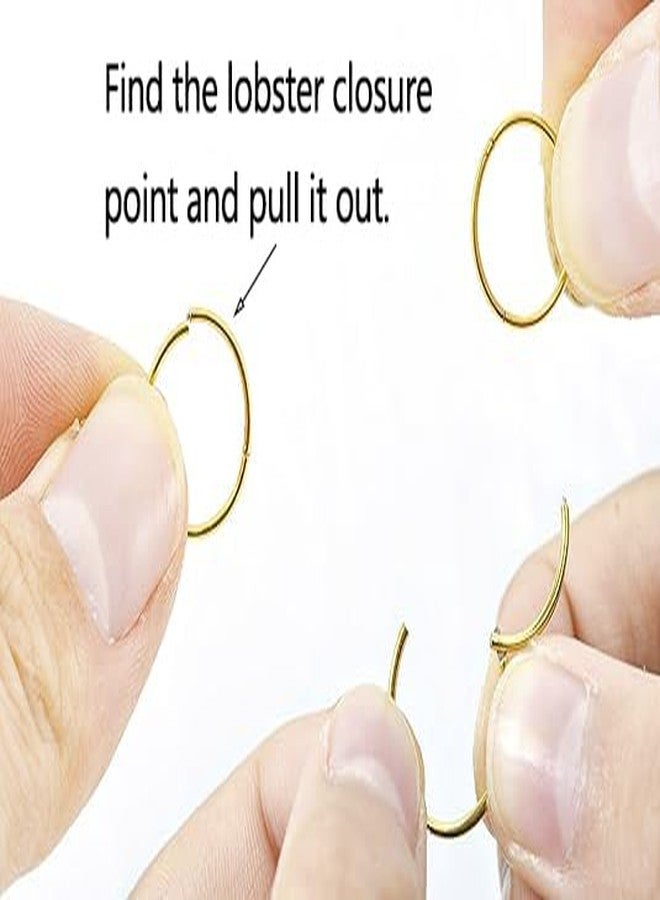 HQLA 4Pairs 18G Surgical Steel Hinged Clicker Segment Nose Rings Hoop Helix Cartilage Daith Tragus Sleeper Earrings Body Piercing for Women Men 6mm 8mm 10mm 12mm (18G - Steel/Gold - 6mm-12mm -8Pcs) - Image 5