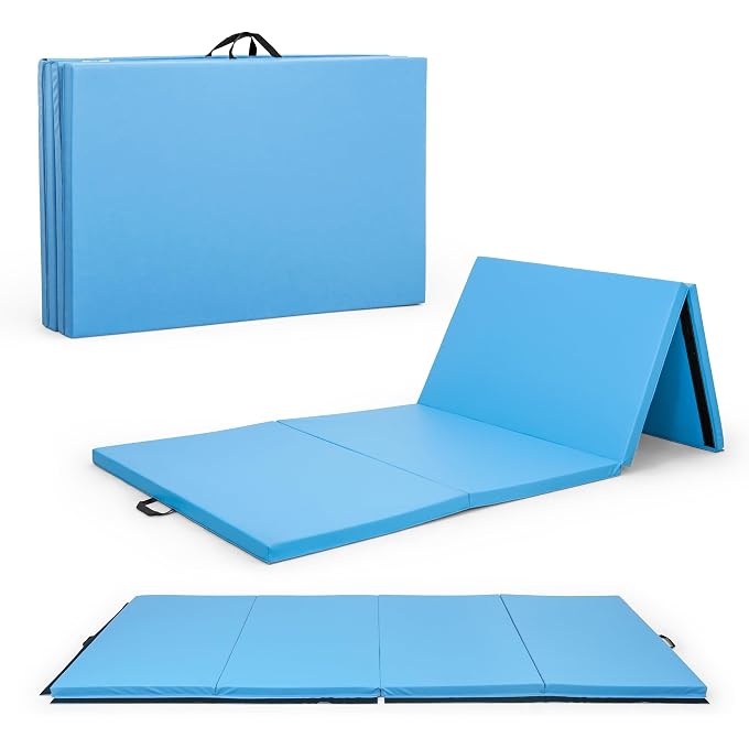 CAP Barbell All Purpose Folding Anti Tear Exercise Training Aerobic Fitness Gym & Gymnastics Balance Mat. 10' x 4' x 2" thick BLUE - Image 1
