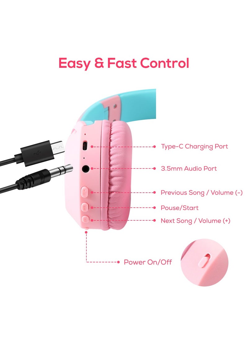 Eazy Kids Eazy Kids Bluetooth 5.4 Wireless Headset - Pink  - Image 2