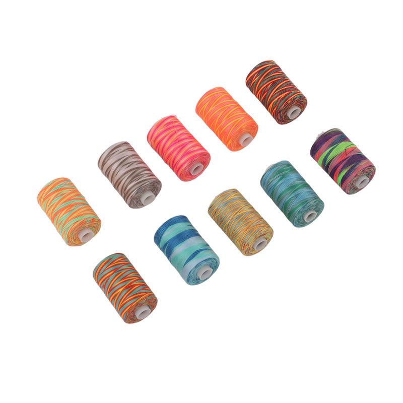 Embroidery Machine Thread: 10 Variegated Premium Polyester Spools - Wear Resistant Low Shrinkage Good Elasticity Sewing Thread for Household Sewing Craft Embroidery Supplies - Image 4