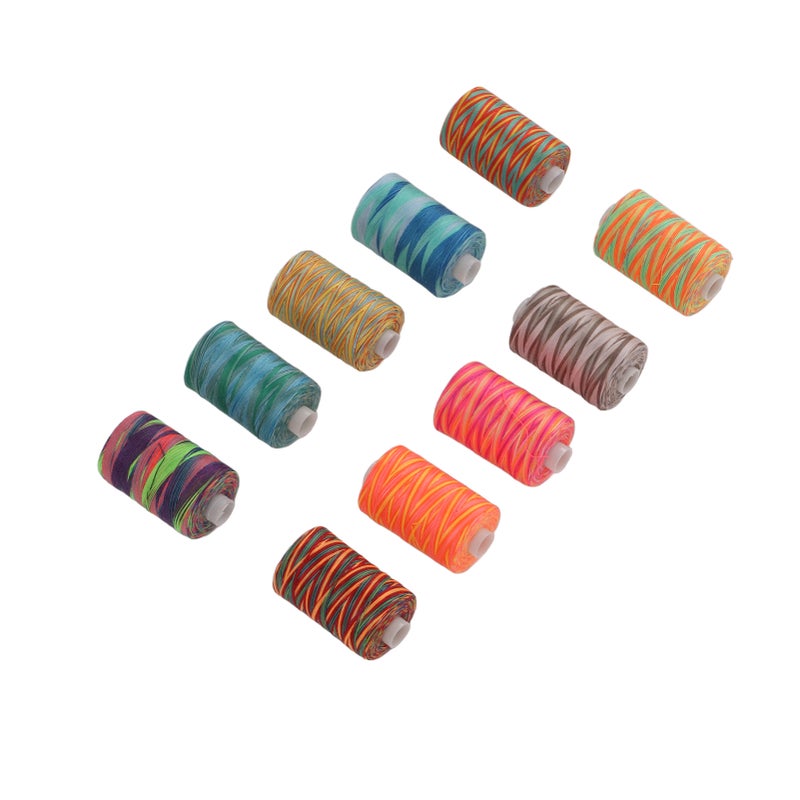 Embroidery Machine Thread: 10 Variegated Premium Polyester Spools - Wear Resistant Low Shrinkage Good Elasticity Sewing Thread for Household Sewing Craft Embroidery Supplies - Image 5