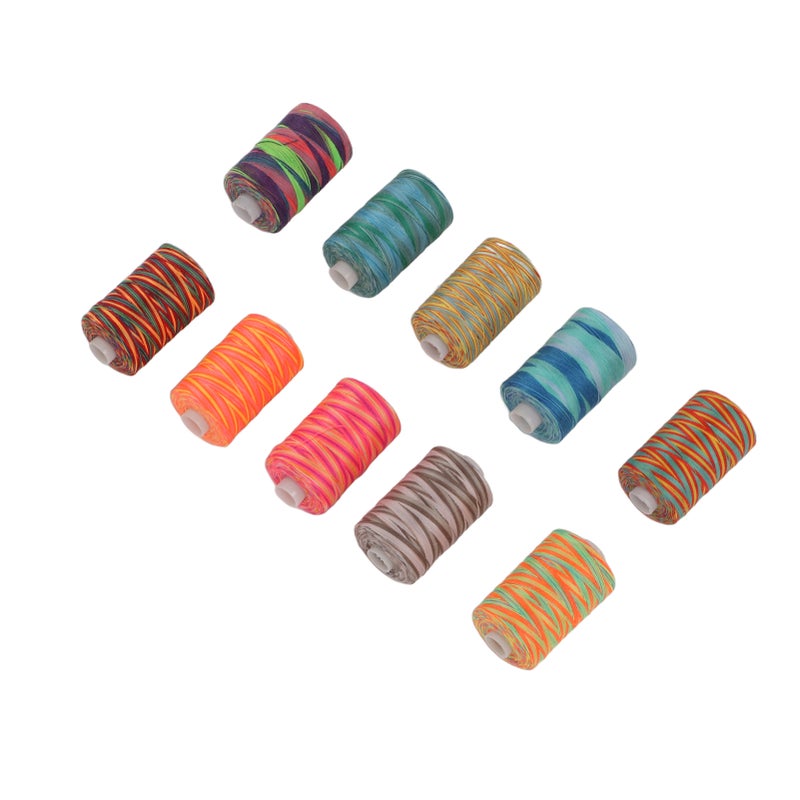 Embroidery Machine Thread: 10 Variegated Premium Polyester Spools - Wear Resistant Low Shrinkage Good Elasticity Sewing Thread for Household Sewing Craft Embroidery Supplies - Image 3