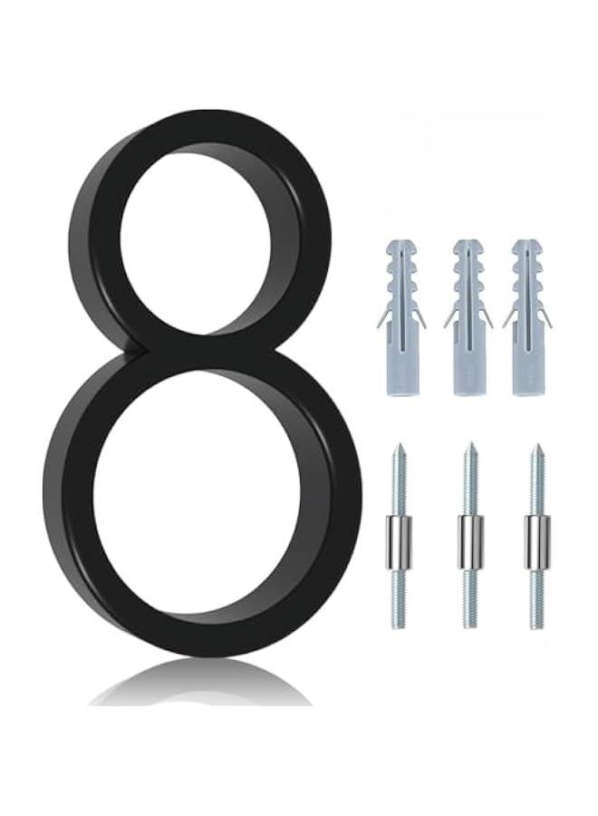 ارقام منزل عائمة للخارج من لوك روزي، ارقام عناوين عصرية معدنية للمنزل، ارقام عناوين المنزل من خليط معدني من الزنك مضادة للصدا لصندوق البريد والباب، اسود شديد اللمعان (8) - Image 1