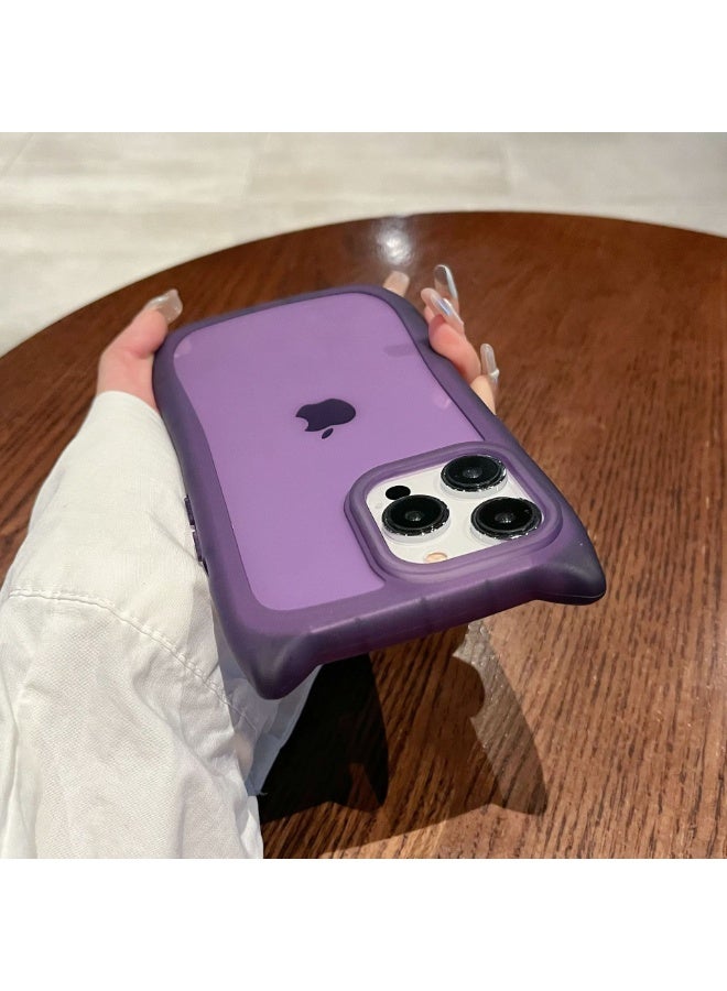 NIBEMINENT Cat Ears Protective TPU Case Cover For iPhone 14 Pro, Transparent Purple - Image 2