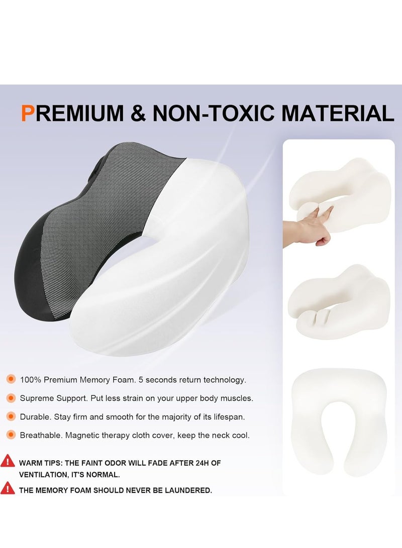 SYOSI وسادة رقبة للسفر، وسادة سفر من فوم الذاكرة مع غطاء، دعم رأس الطائرة للبالغين، محمولة للمكتب والسيارات والقطارات والرحلات الطويلة للنوم (أسود) - Image 4