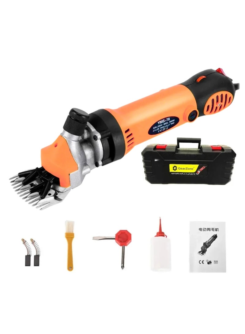 جيرزون مقص صوف احترافي بقوة 1000 وات، ماكينة قص شعر الحيوانات الأليفة الكهربائية، ماكينة قص شعر الحيوانات الاحترافية مع سرعة قابلة للتعديل - برتقالي - Image 1