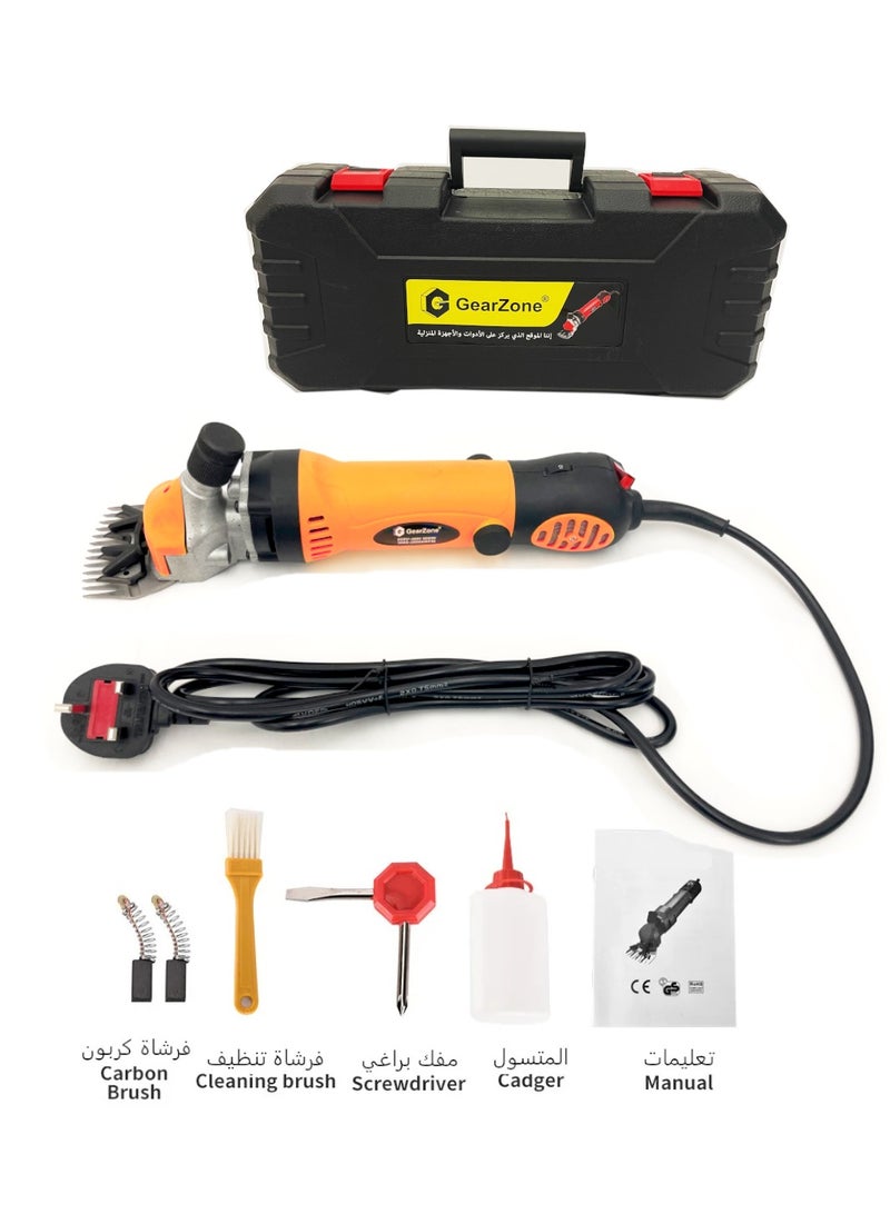 جيرزون مقص صوف احترافي بقوة 1000 وات، ماكينة قص شعر الحيوانات الأليفة الكهربائية، ماكينة قص شعر الحيوانات الاحترافية مع سرعة قابلة للتعديل - برتقالي - Image 2