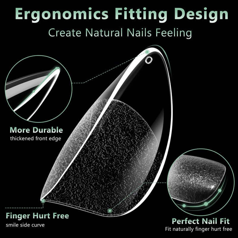 Leykosh Short Almond Nail Tips, 15 Sizes 240 PCS Clear Acrylic Soft Fake Nails Gel Nail Tips, Full Cover Pre-Shaped Matte Long Lasting Press on Nails Extension for DIY Beginners & Salon Manicure - Image 2