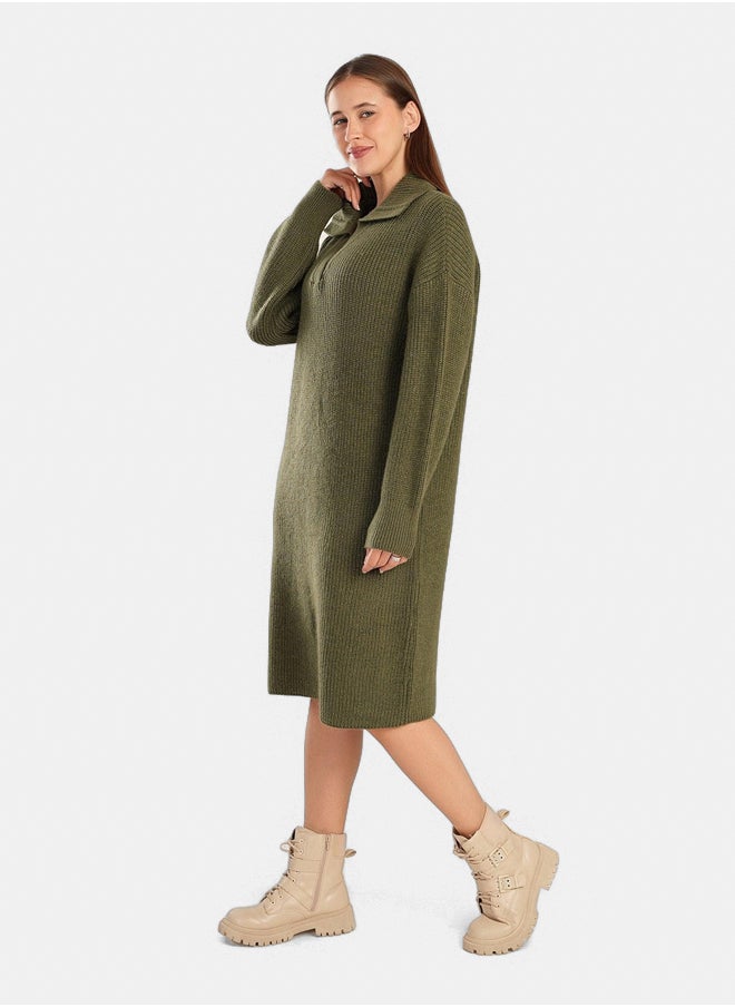 Clue Collared V-Neck Dress  - Image 2