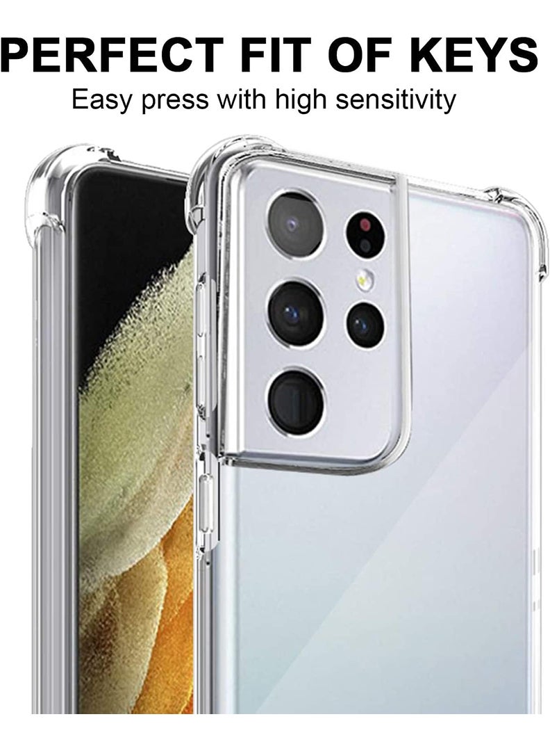 Case Up Samsung Galaxy S21 Ultra Clear Case, Shock-Absorption TPU Cell Phone Cover with Reinforced Corners, Soft Flexible & Crystal Clear Protective Bumper Case - Image 2