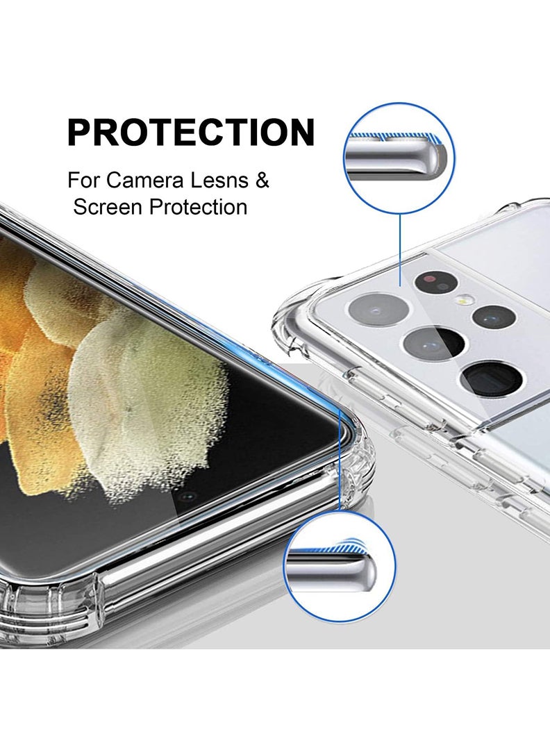 Case Up Samsung Galaxy S21 Ultra Clear Case, Shock-Absorption TPU Cell Phone Cover with Reinforced Corners, Soft Flexible & Crystal Clear Protective Bumper Case - Image 3