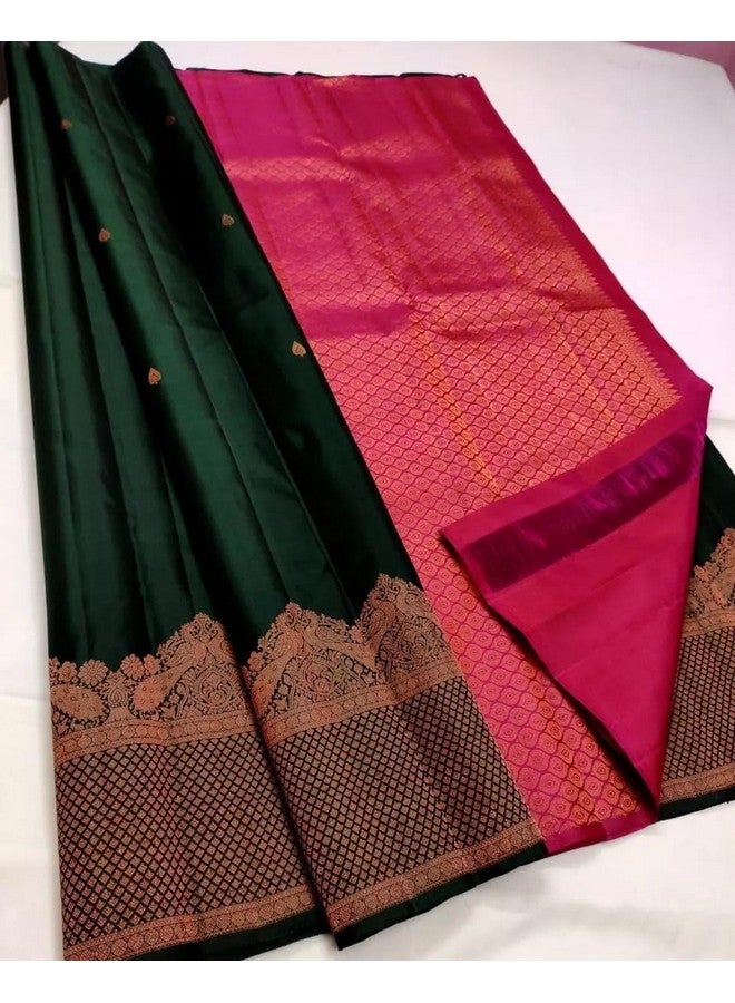 Avantika Fashion Women's Kanjivaram Soft Silk Banarasi Sarees With Blouse Piece, Green - Image 2