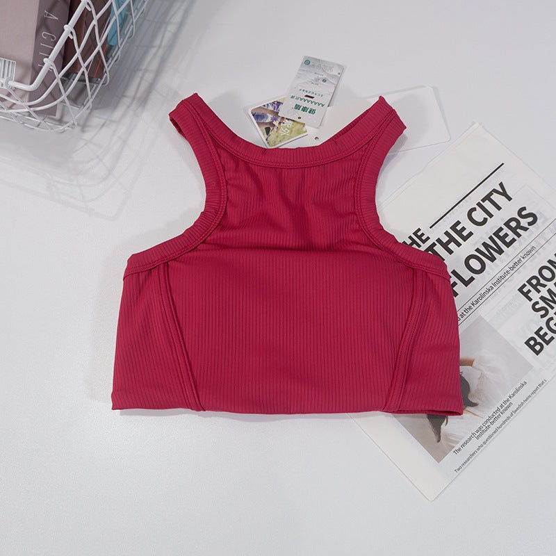 Women''s Ribbed High-Strength Shock-Proof Sports Short Beautiful Back Intimates Fitness Training Versatile Yoga Wear Racer Vest - Image 1